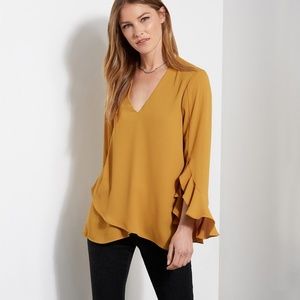 Karen Kane Ruffle Long Sleeve Crossover Top